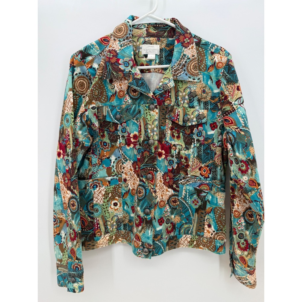 Christopher & Banks Women's Large Abstract Print Stretch Jacket